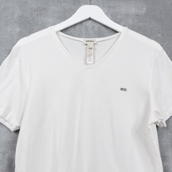 DIESEL Underwear The Essential V-Neck Short Sleeve T-Shirt Cotton White Mens L - Picture 2 of 6
